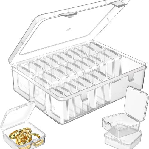 Douorgan Small Bead Storage Containers 30 Pieces Plastic Storage Organizers Stackable Art Storage Case Transparent Boxes Jewelry Beads Storage Box(1 Pack)
