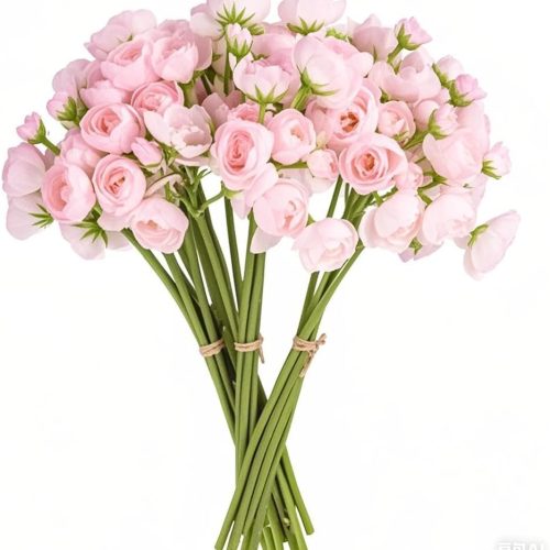 24Pcs Ranunculus Artificial Flower, 16 Inch Faux Silk Mini Ranunculus Flowers Bulk Fake Wedding Filler Flowers for DIY Bouquet Centerpieces Arrangements Bridal Shower Decorations (Light Pink)