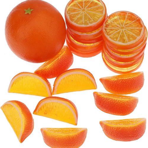1 19 Pcs Artificial Fake Orange & Slices Blocks Set Simulation Fruits Model Realistic Oranges Home Decoration for Party Kitchen Wedding Props Ornament