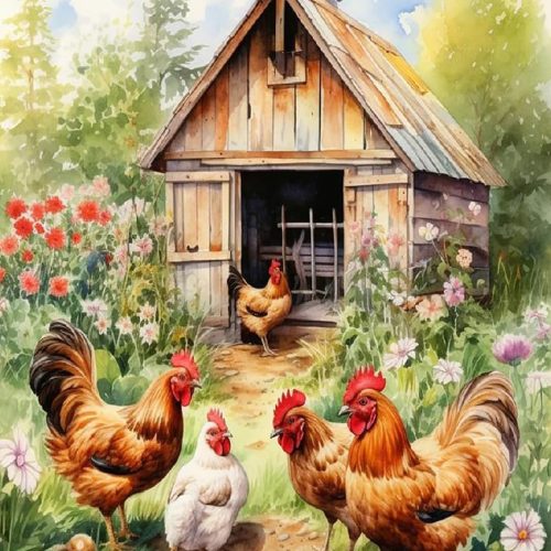 1 MjhRcll Stamped Cross Stitch Kits,Chicken Embroidery Starter Kit for Adult Beginners,Animals Cross Stitch Kits for Adults 12×16 Inch