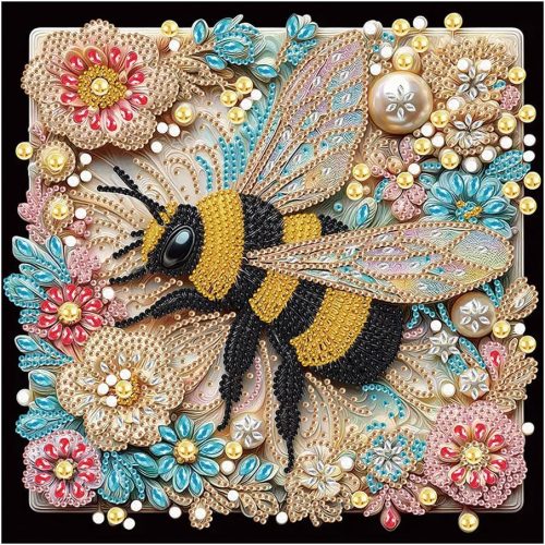 1 SJUTOUCI Diamond Painting Kits for Adults, 5D Flower Bee Special Shape Diamond Art for Beginners, Crystal Rhinestones Dots Bead Art for Home Wall Decoration Gift 12×12inch