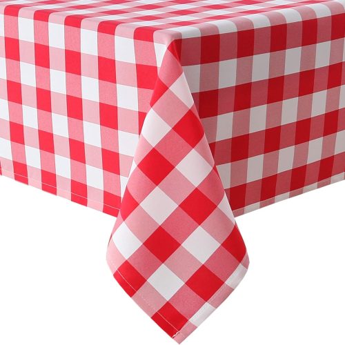 1 Hiasan Red and White Checkered Tablecloth Rectangle - Stain Resistant, Waterproof and Washable Plaid Table Cloth for Picnic, Holiday Dinner and Kitchen, 60 x 120 Inch