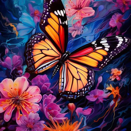 1 MBNTJHT DIY Easy Butterfly Paint by Numbers Kit for Adults, Flowers Paint by Number Kits on Canvas for Beginners,Acrylic Painting Kits for Home Wall Decor 16 X 20 Inch.