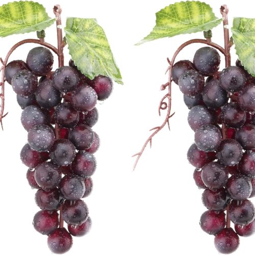 1 2PCS Purple Simulation Grapes, Fake Fruit Artificial Grapes The Kitchen Fruit Home Kitchen Thanksgiving Christmas Decoration Fruit Basket Decoration (36 Grains)