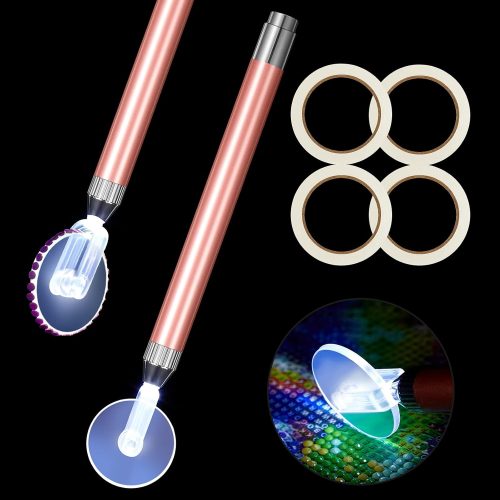 1 6 Pieces LED Diamond Painting Pen Wheel Set with Tape Light Point Drill Pens Fast and Efficient Diamond Painting Supplies for Different Size Jewelry Art DIY 5D Diamond Painting Nail Arts