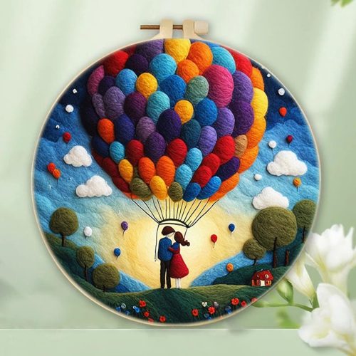 1 Amphol Needle Felting Kit, Easy Needle Felting Wool for Beginner with Picture Frame, Foam Pad, Instructions, and Felt Cloth, Great Gift Decoration