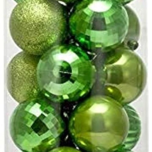 1 Small Size 28ct shatterproof Christmas Ball Ornaments in 4 Classic finishes for Christmas Tree Decoration (Lime Green, 1.57“ Mini Size)