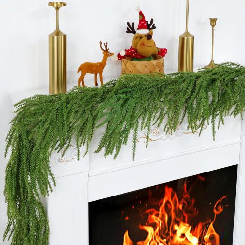 1 Christmas Garland for Mantle, Norfolk Pine Garland Artificial Greenery Garlands for Table, Wall, Mantle, Indoor, Outdoor Christmas Decorations(1 PCS, 6 FT)