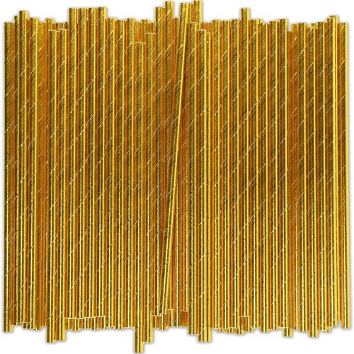 1 Gold Paper Straws Bulk 1000 Counts, 7.75" x0.24" - for Party, Wedding, Drinks and Cocktail