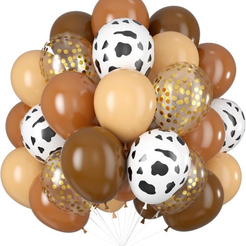 Blush Brown Cow Print Balloons Cowboy Birthday Decorations Western Farm Party 60pcs 12inch Nude Brown Helium Latex Balloons for Arch Tan Coffee Balloon Farmhouse Country Cowgirl Decor
