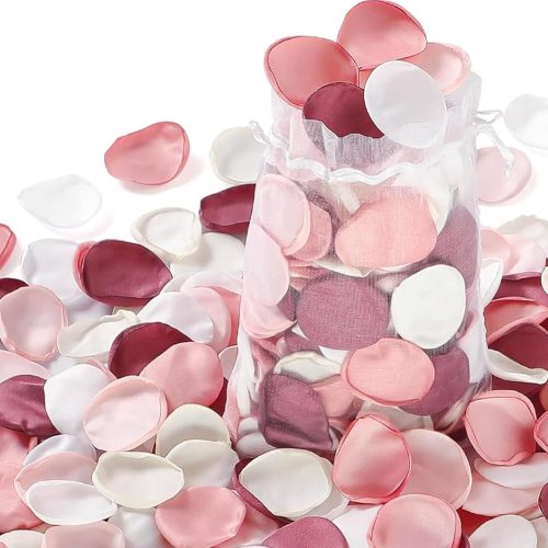 200Pcs Large Silk Rose Petals Artificial Scatter Flower Petals with Gift Box for Bridal Shower Romantic Night Wedding Aisle Reception Table Centerpieces Decor