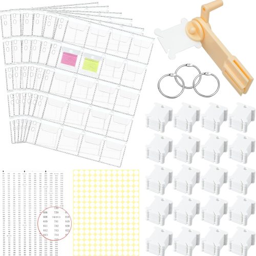 Humyoun 132 Pcs Embroidery Floss Organizer 6 Cross Stitch Thread Storage Binders Pages 120 Hard Plastic Floss Bobbins 1 Bobbin Winder 2 Stickers 3 Loose Leaf Binder Rings for Embroidery Sewing Storage