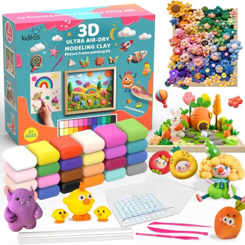 Air Dry Clay with Picture Frame,24 Colors Modeling Clay Painting DIY Kit for Kids and Adults,Soft&Ultra Light,Christmas&Birthday Gifts Education Craft Toy with Sculpting Tools