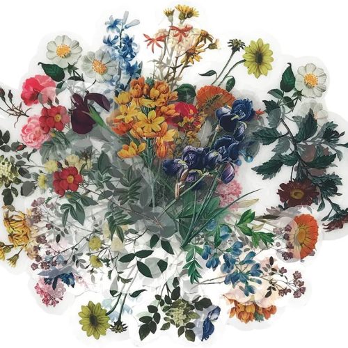 Vintage Natural Stickers, 40Pcs Pretty Floral Decorative Retro Adhesive Watercolor Aesthetic Trendy for Scrapbook Album DIY Craft Daily Planner
