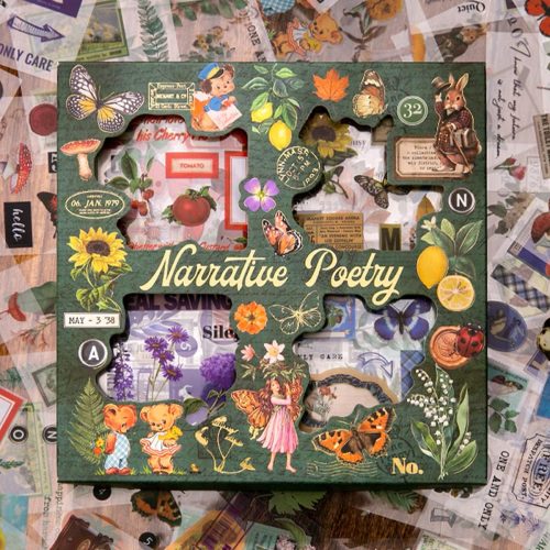 SIBLYMONA Vintage Fairy Stickers 640Pcs Transparent Stickers, Floral Butterfly Designs for Scrapbooking Journaling, Junk Journal Supplies, Cottagecore Rub On Transfers Crafts (Poetry of Fabrics)