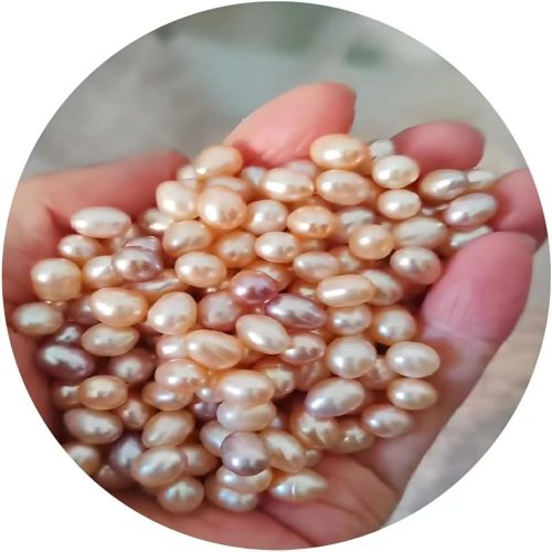 1 50 Pcs Freshwater Pearl for Jewelry Making AAA 6-7mm No Hole Natural Freshwater Pearls Oval Pearl Beads Loose Gemstone Bead Crafts Gift for Women,DIY Gifts.