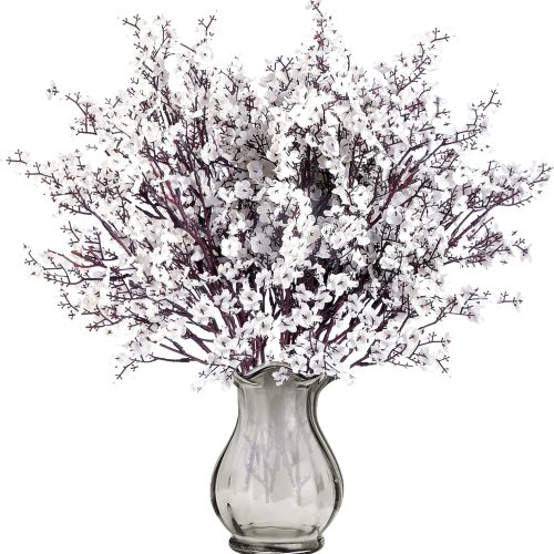 Sggvecsy 10 Pcs Babys Breath Artificial Flowers Gypsophila Bouquets Bulk Real Touch Fake Silk Flowers for Home Wedding DIY Floral Arrangement Kitchen Table Centerpiece Festival Decoration (White)