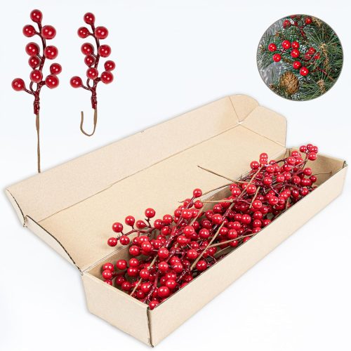 1 32 Pack Christmas Tree Decorations, Artificial Red Berry Stems 6.5 Inch Christmas Berry Picks with Holly Berries for Xmas Winter Holiday Home DIY Ornaments