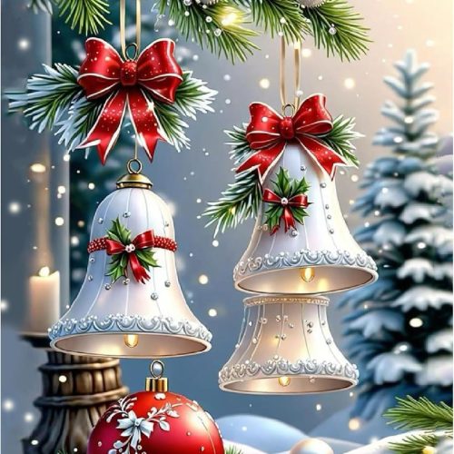 1 Canrichshop Christmas Bell Diamond Art Beginners,Christmas Diamond Painting Kits for Adults,5D Full Drill Diamond Dot,Gem Art Crafts for Adult Wall Decor 12x16inch