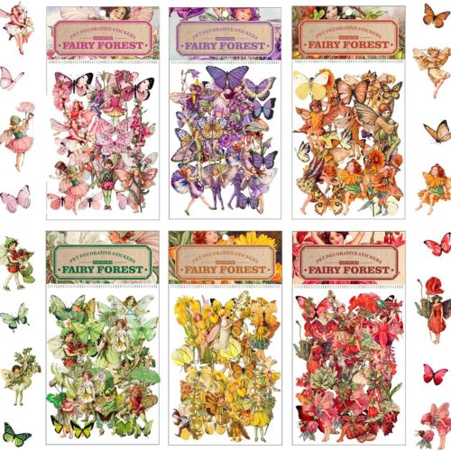 1 Vintage Fairy Stickers for Journaling, 300Pcs Transparent Flower Fairy Stickers for Scrapbook Junk Journal Supplies Bullet Journaling DIY Crafts Album Phone Cases Laptops Calendars Notebook(A+B)