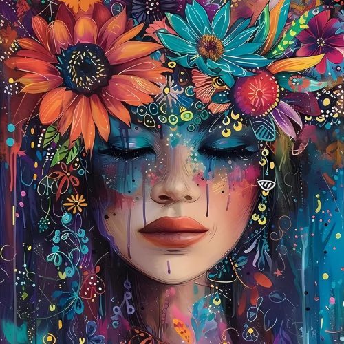 1 Beautiful Woman Diamond Art Kits for Adults, Flower Diamond Painting Kits, Dimond Art Paintings Kit, 5D Diamond Dot, Small Gem Painting Kit, Crystal Art Beginner, Home Wall Decor Gifts (12x16inch)