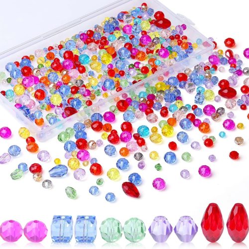 LAIDANLA 800PCS Glass Beads Mixed Color Crystal Beads Assorted Crystal Beads with Container Box for DIY Necklace Bracelet Earring Jewelry Making