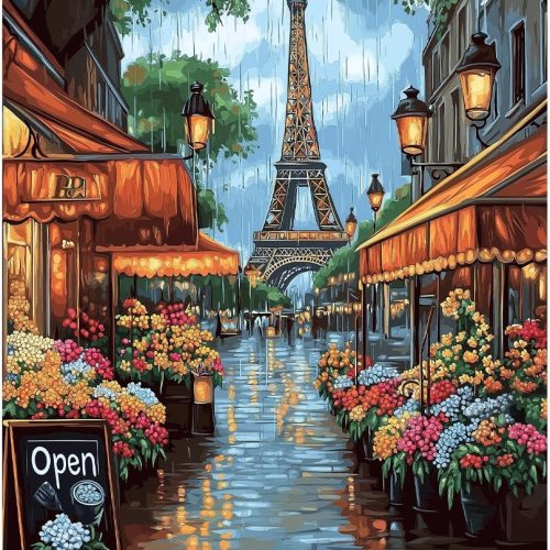 Natuyalo Paint by Numbers for Adults Beginner, Eiffel Tower Acrylic Painting by Number Kits Paris Cityscape DIY Art Craft Kits Suitable for Home Wall Decoration Frameless (16x20 Inch)
