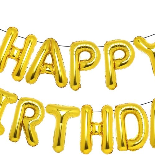 Accevo Gold Happy Birthday Balloons 16 Inch Mylar Foil Letters Balloons Happy Birthday Banner for Kids Child Adults Boys Girls Happy Birthday Sign Birthday Party Decorations Supplies