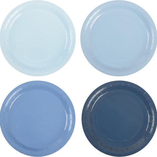 Dusty Blue Paper Plates Gradient Blue Party Plate 9 Inch Disposable Round Dinner Dessert Plates for Father’s Day Wedding Baby Bridal Shower Party Supplies Tableware Decor