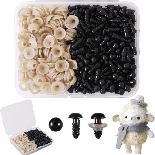 Vanblue Safety Eyes 260PCS 6mm Plastic Black Craft Eyes with Washers Teddy Bear Eyes for Amigurumi Stuffed Animals Crochet Toys Crafts Making Halloween Decorations