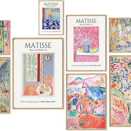 uniro Matisse Wall Art Prints, Matisse Eclectic Wall Decor, Henri Matisse Exhibition Posters for Room Aesthetic, Minimalist Abstract Vintage Gallery Canvas Paintings, Maximalist Eclectic Home Decor