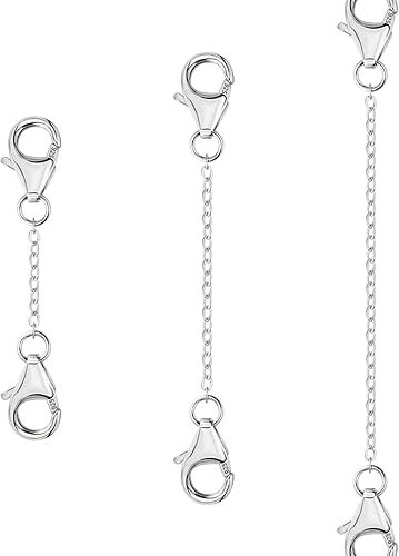 3 Pcs 925 Sterling Silver Necklace Extenders Gold Plated Durable Strong Removable Necklace Bracelet Anklet Extension Chain Extenders for Jewelry Making 1 2 3 Inch