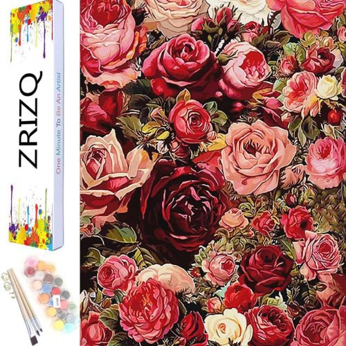 ZRIZQ Rose Paint by Number for Adults Beginners,12" Wx16 L Canvas for Painting Kits for Adults in Colorful Box,Paint by Numbers for Home Wall Art Decor-
