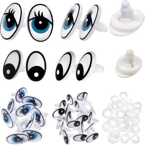 TOAOB 60 Set Plastic Safety Eyes Black and Blue Craft Eyes 13 x 19 mm 17 x 25 mm Doll Safety Eyes with Washers for Stuffed Animals Amigurumis Crochet Bears Dolls Making