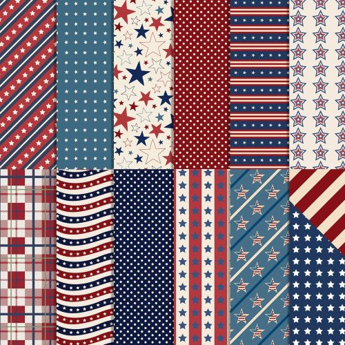 VIVIQUEN Vintage American Flag Double-Sided Scrapbook Paper, 12 Inches Patriotic American National Day Craft Paper for DIY Background Card Making Scrapbook Photo Album Decorations 24 Packs