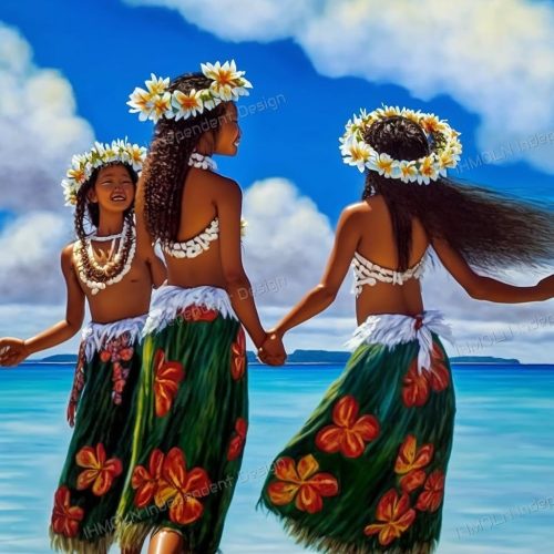 Hawaiian Girl Diamond Painting Adults and Children Paste by Number 5D Full Round Gemstone Craft, DIY Cross Stitch Summer Girl Landscape Art, for Room Decor Club Decor 20x30cm