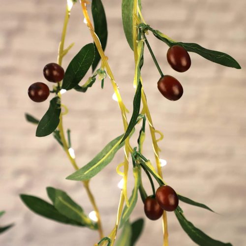 Impress Life Olive Branch Garland String Lights 10FT 40 White LED Battery USB Operated Lighted Twig Vine with Timer for Christmas Thanksgiving Party Spring Decoration
