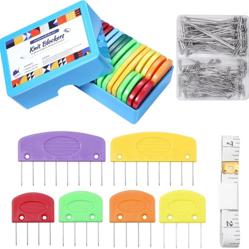 130 Pcs Knit Blockers and Combs for Blocking - Rainbow Knitting Blocking Combs Pins for Crocheting, Knitting Block Pin Tool for Block Mats