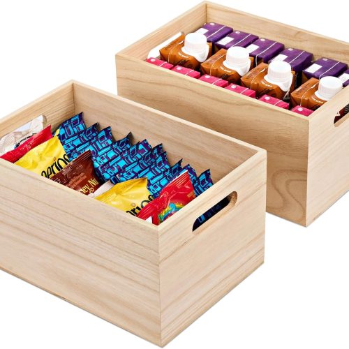 Sorbus Unfinished Wood Crates - Organizer Bins, Wooden Box for Pantry Organizer Storage, Closet, Arts & Crafts, Cabinet Organizers, Containers for Organizing (2 Pack)