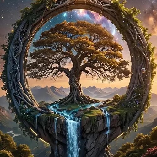 Tree of Life Diamond Art Kits for Adults - 5D Round Drill Diamond Painting Kits, DIY Font of Life Diamond Painting Gem Art, Crystal Waterfall Diamond Art Painting for Home Decor Walls Gifts 12X16Inch