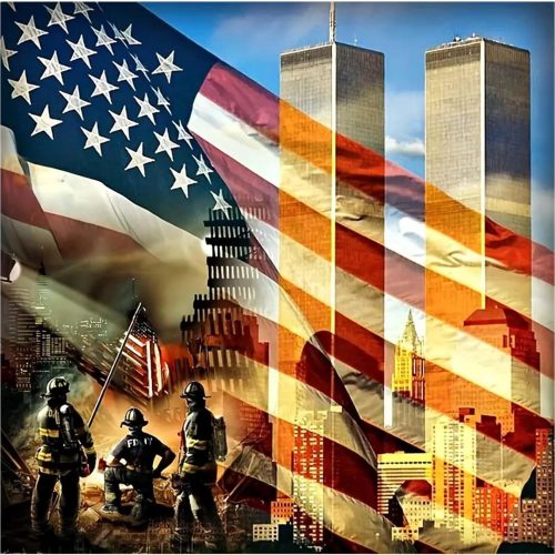 CXYQLC DIY 5D Diamond Painting Kits for Adults, Diamond Painting Full Drill Crystal Rhinestone Embroidery Craft Kits for Home Wall Decor Gifts 11.8x11.8inch(USA Flag and Firefighters Tribute)