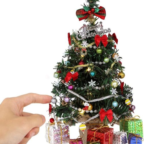 iLAND Mini Christmas Tree with Lights, 12 inch Elf Accessory on 1/6 Scale