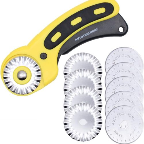 AUTOTOOLHOME 45mm Wavy Rotary Cutter 10pc Pinking Circular Refill Blades Fabric Paper Cutters Cutting Knife Patchwork Leather Sewing Tool