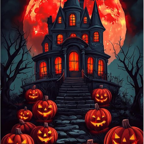 ZENDIYO Halloween Diamond Painting Kits for Adults, Haunted House 5D Diamond Art Kits for Adults Beginners, DIY Full Drill Diamonds Dots Gem Art Painting and Crafts for Home Wall Decor 12x16inch