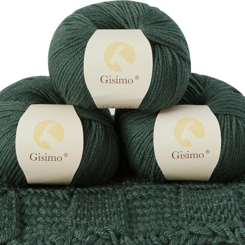 100% Merino Wool Yarn, 6-Ply Luxurious and Soft Yarn for Hand Knitting & Crocheting, 1.76 OZ/50g, 127 yds/116 Meters (Green, 1 Ball)