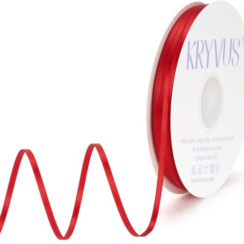 Red Ribbon - Satin Ribbon 1/8 inch x Continuous 100 Yards - Double Faced Thin Ribbons Prefect for Wedding Invitation Card, Gift Wrapping, Crafts, Christmas Ornaments