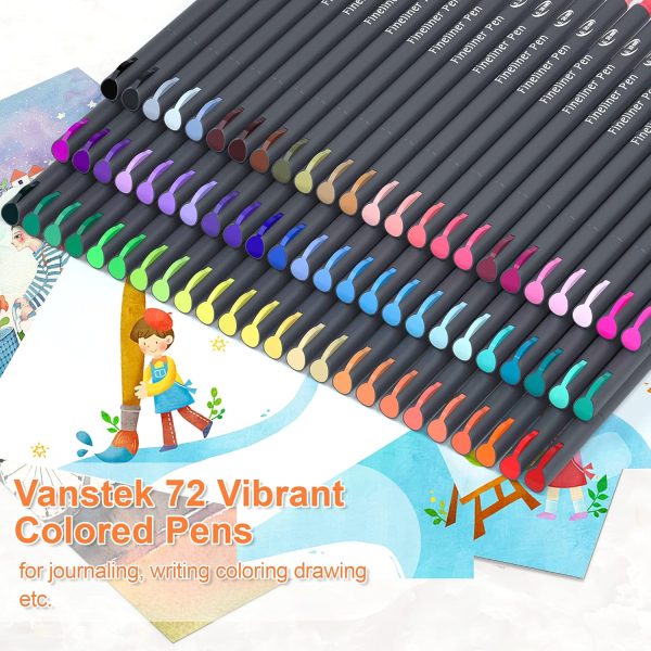 2 Vanstek 72 Colors Journal Planner Colored Pens, Fineliner Pens for Journaling, Writing Coloring Drawing, Note Taking, Calendar, Planner, Art Office School Gift Supplies