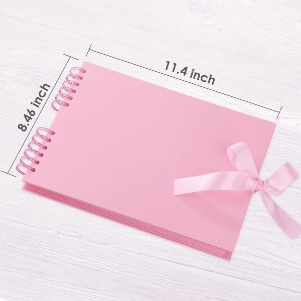 Gotideal 80 Pages Scrapbook Album with 10 Metallic Markers, Craft Paper Photo Album for Wedding and Anniversary, Family DIY Scrapbook Accessories with Scrapbooking Stickers Corners(Pink)