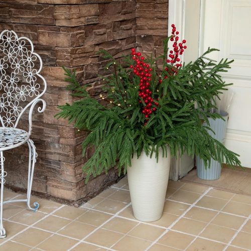 4 10 Pcs 36 Inch Artificial Norfolk Pine Stems Faux Christmas Greenery Evergreen Pine Branches Realistic Fake Cedar Pine Picks Winter Greens for Vases DIY Garland Wreath Home Holiday Decor