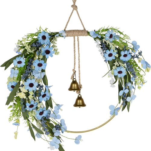 Fall Leaves Wreaths for Front Door Outside Fall Wreath with Colorful Mixed Leaves, Autumn Eucalyptus Artificial Wreath for Thanksgiving Front Door Window Home Wall Farmhouse Outdoor Indoor Décor